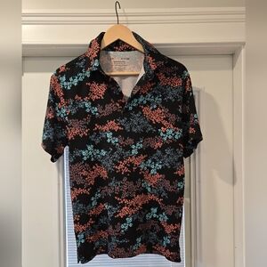 Men's Under Armor Black Floral Golf Shirt